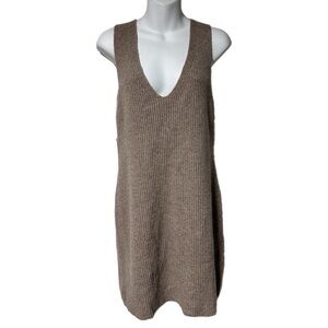 Weekend Stories Revolve Evelyn Knit Sleeveless Sweater Dress M Tan Wool Cashmere